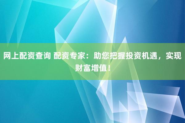 网上配资查询 配资专家：助您把握投资机遇，实现财富增值！