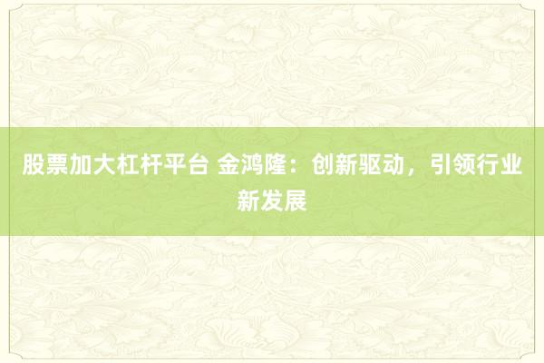 股票加大杠杆平台 金鸿隆：创新驱动，引领行业新发展