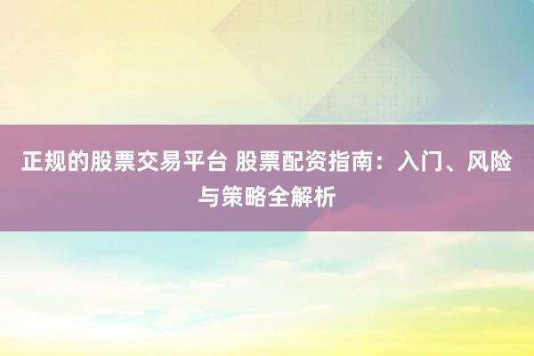 正规的股票交易平台 股票配资指南：入门、风险与策略全解析